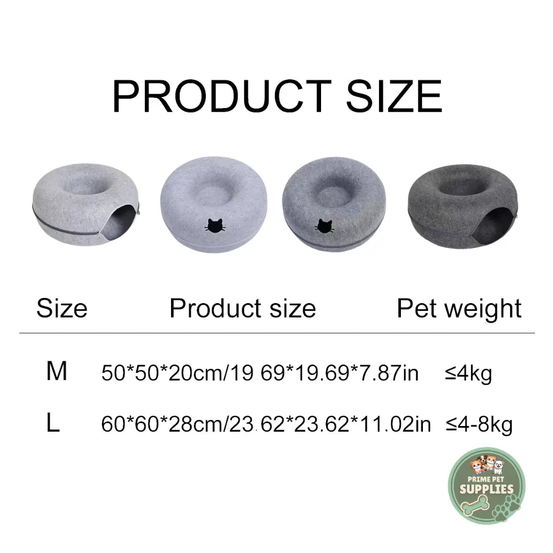 Felt Donut Cat Bed & Tunnel PrimePetSupplies
