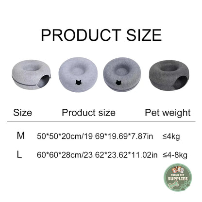 Felt Donut Cat Bed & Tunnel PrimePetSupplies