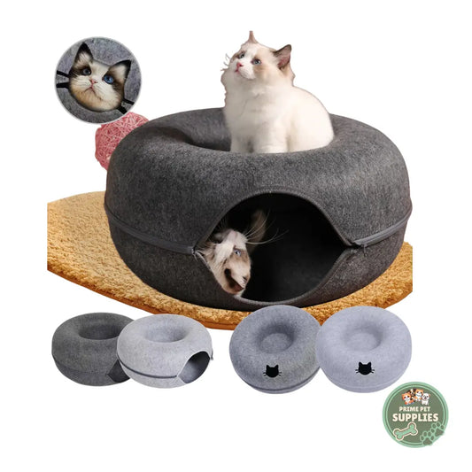 Felt Donut Cat Bed & Tunnel PrimePetSupplies