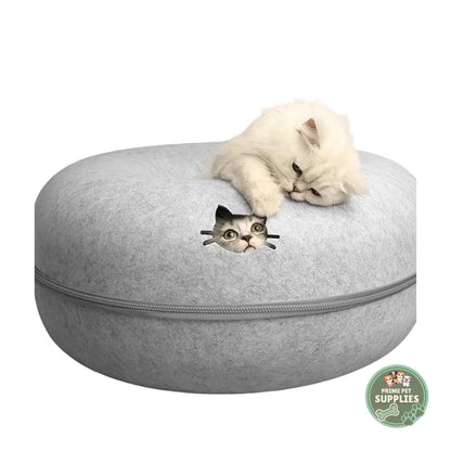 Felt Donut Cat Bed & Tunnel PrimePetSupplies
