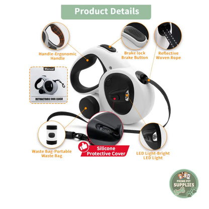 Dog Leash with USB Rechargeable LED Light PrimePetSupplies