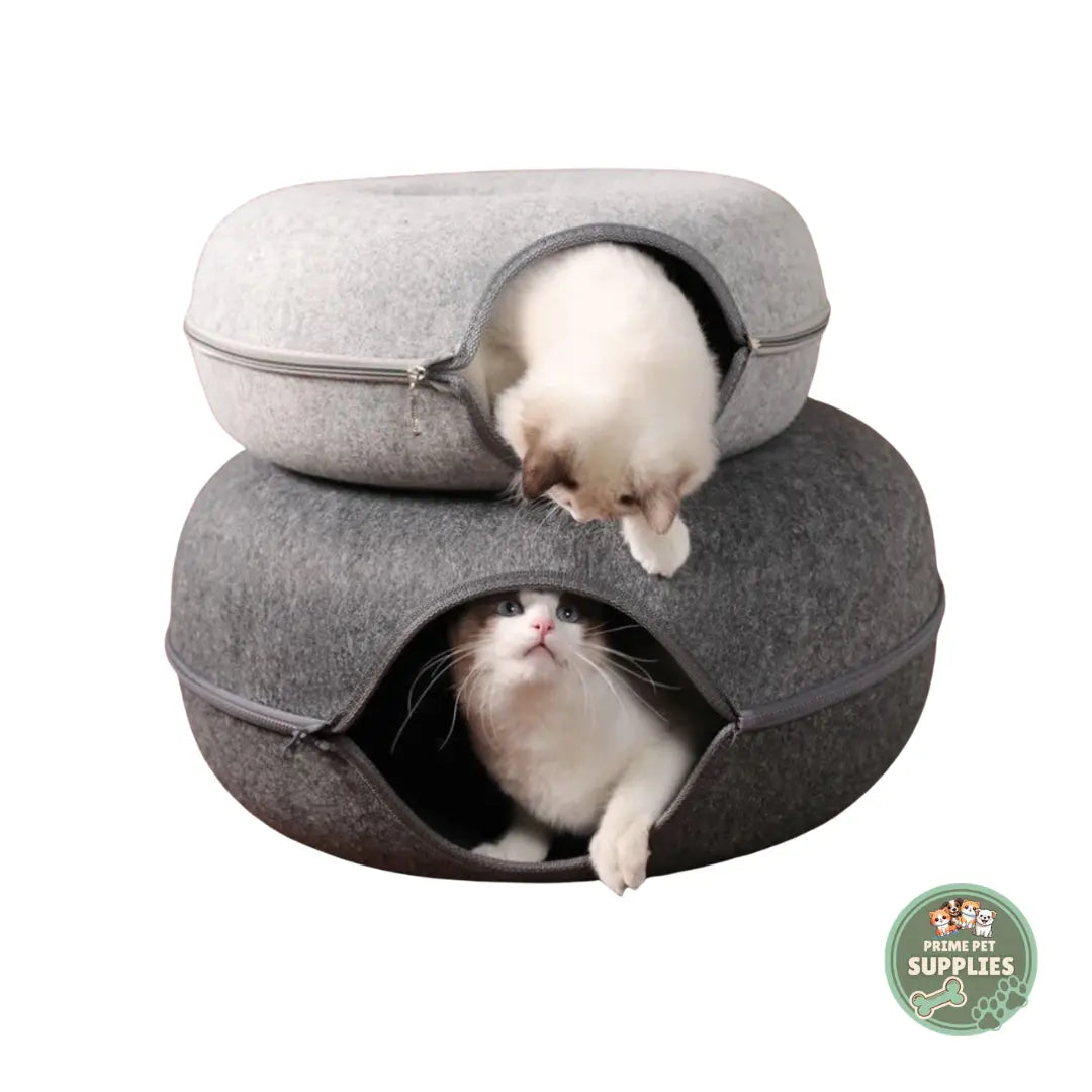 Felt Donut Cat Bed & Tunnel PrimePetSupplies