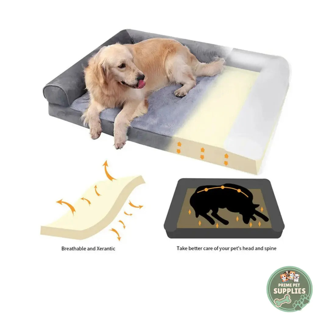 Orthopedic Dog Bed - Waterproof, Sofa-Style Bolster, Washable PrimePetSupplies