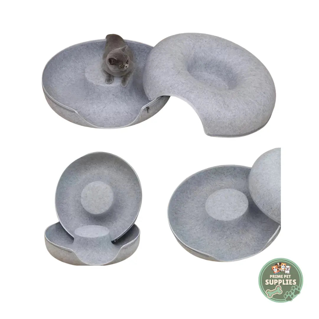 Felt Donut Cat Bed & Tunnel PrimePetSupplies